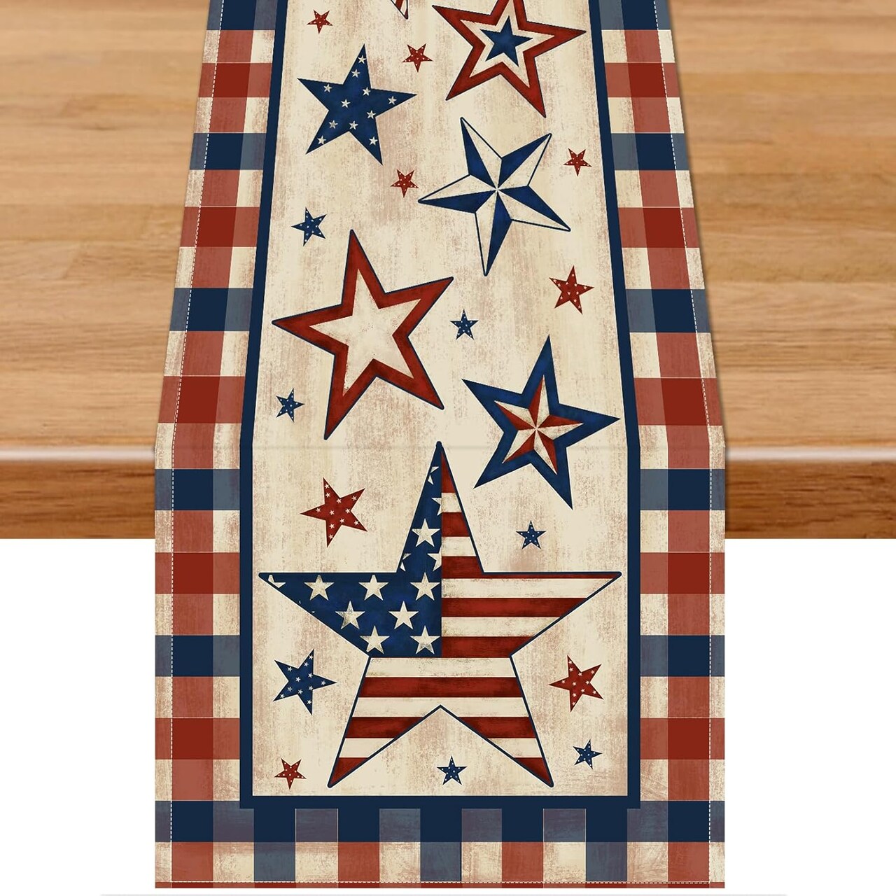 Stars and Stripes 4th of July Table Runner, Patriotic Memorial Day Table Runner American Flag Independence Day Kitchen Dining Table Runners for Home Party Decor